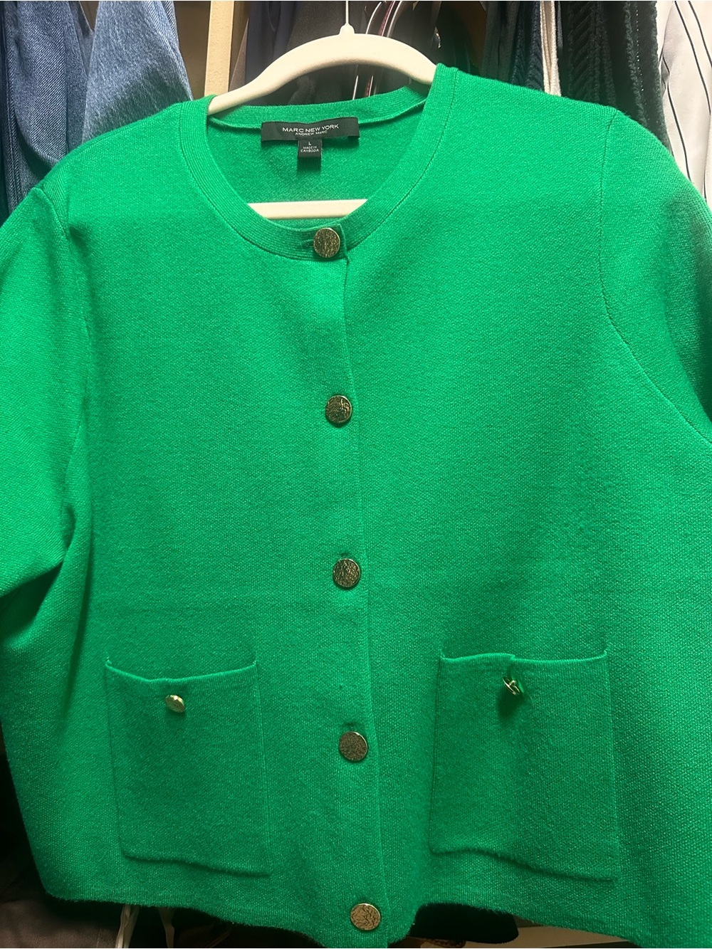 MARC JACOBS Green Button-Front Knit Jacket